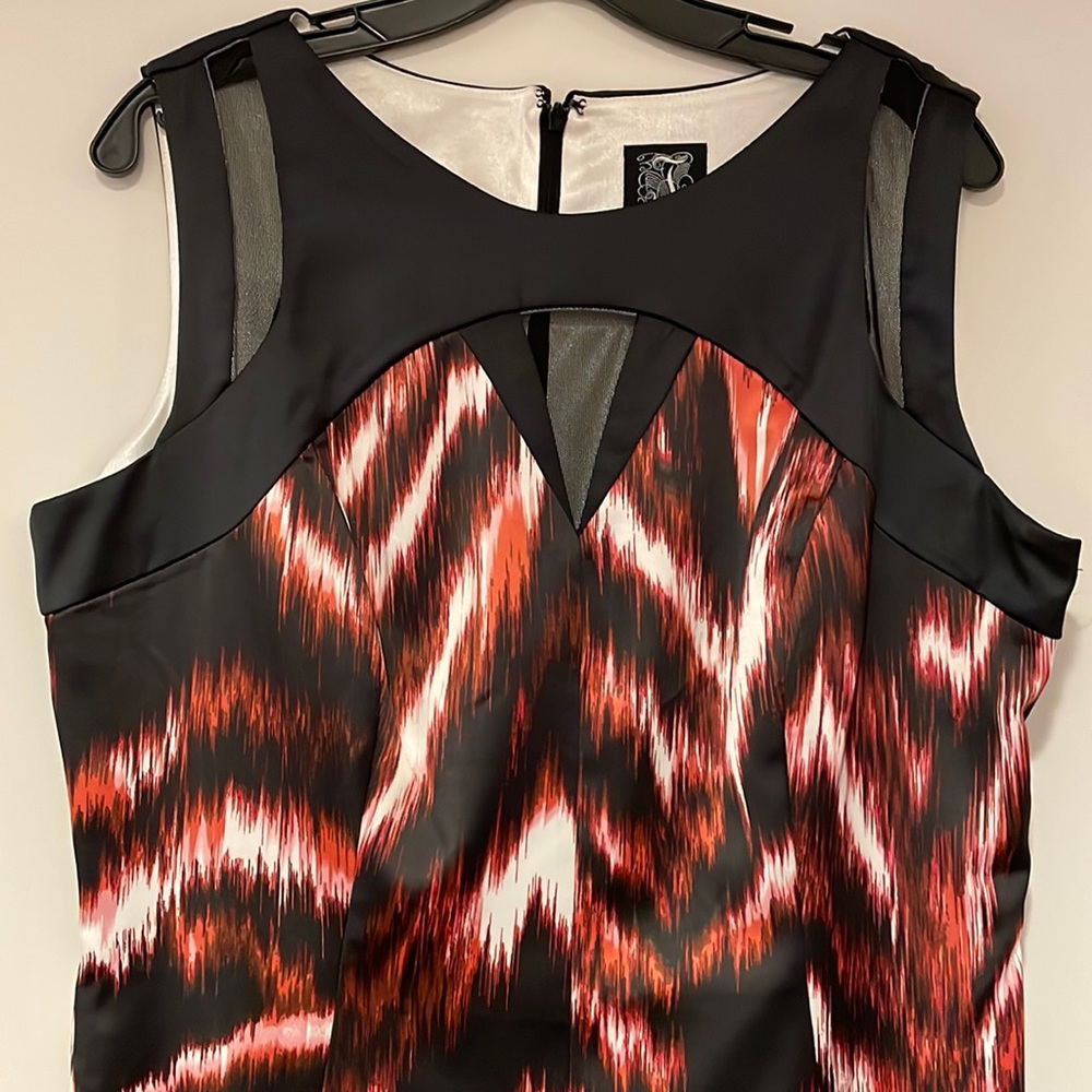 JAX New Black/ Multi Satin Cocktail Dress- Size 14 - Picture 5 of 16
